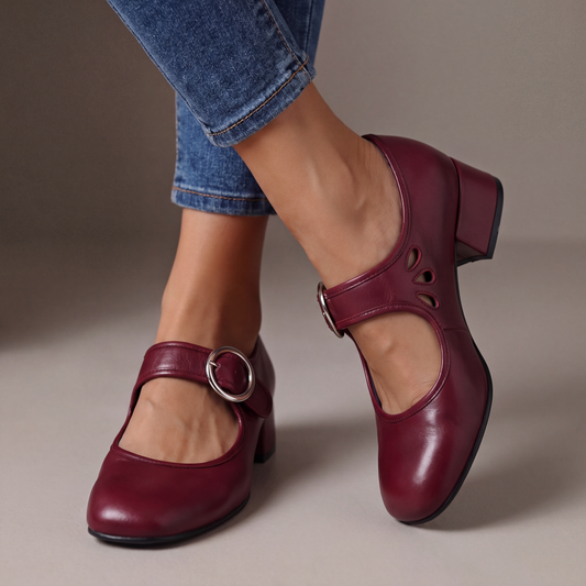 Zapatos Mary Jane de Piel con Tacón