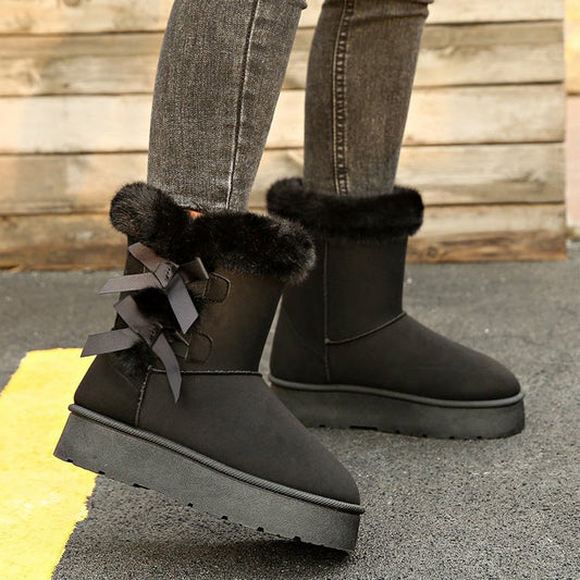 Botas Copo con Pelo y Lazos