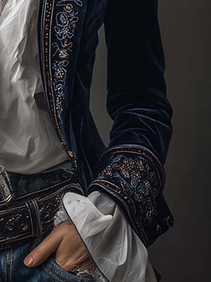 Chaqueta Larga Vintage Bordada