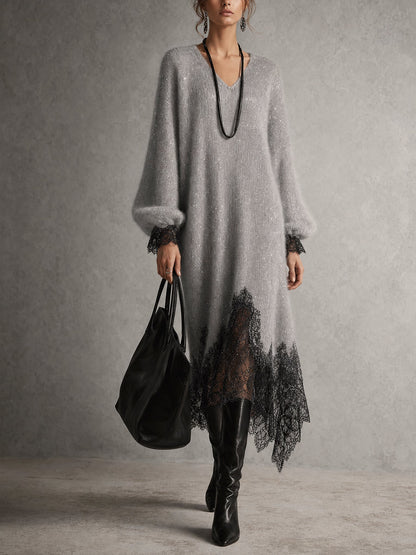 Vestido Bruma | Punto Brillante con Encaje