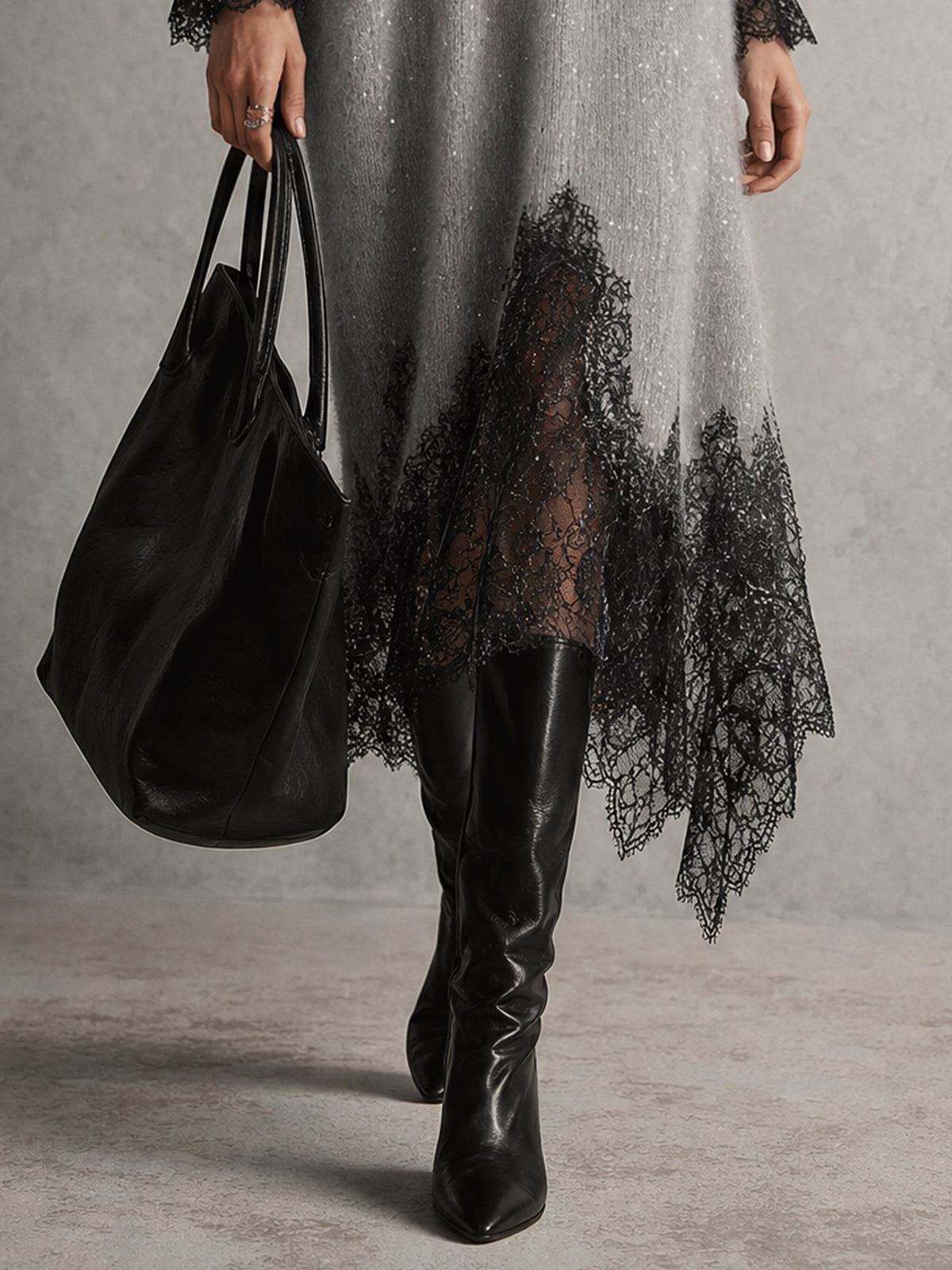 Vestido Bruma | Punto Brillante con Encaje