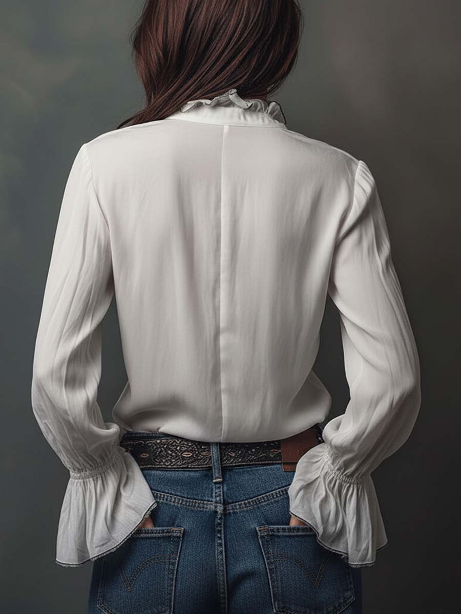 Blusa Vintage Puños Volante