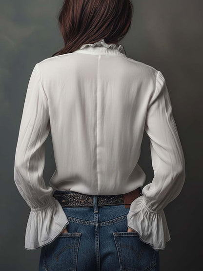 Blusa Vintage Puños Volante