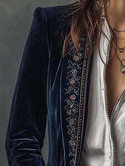 Chaqueta Larga Vintage Bordada