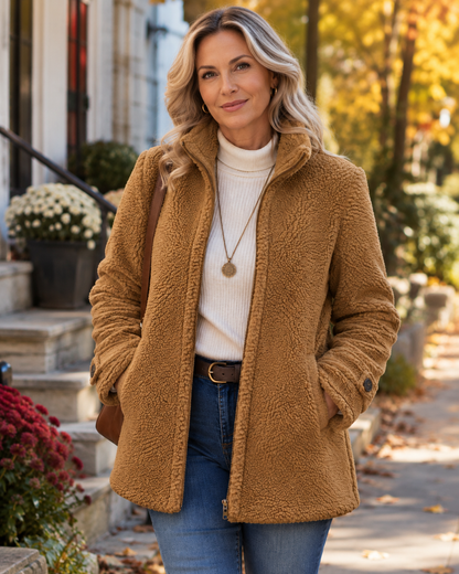 Chaqueta Suave de Cuello Alto