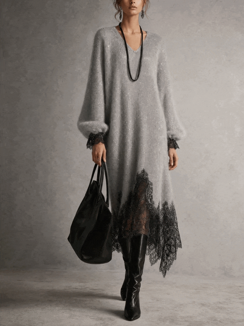 Vestido Bruma | Punto Brillante con Encaje