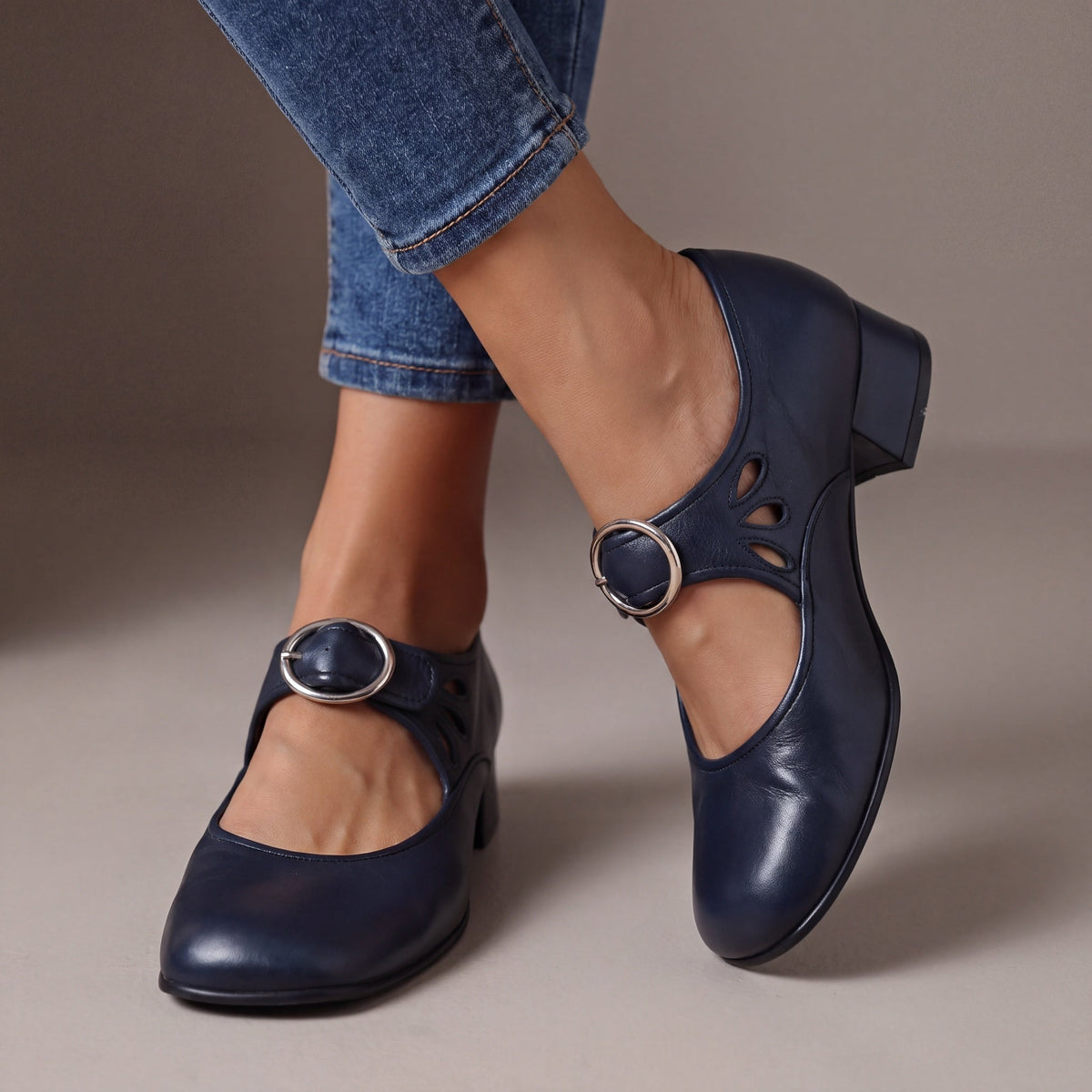 Zapatos Mary Jane de Piel con Tacón