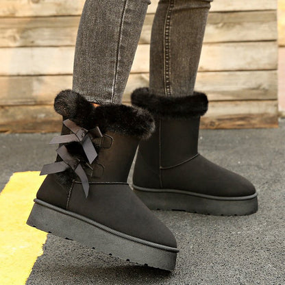 Botas Copo con Pelo y Lazos