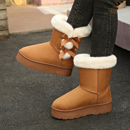 Botas Copo con Pelo y Lazos