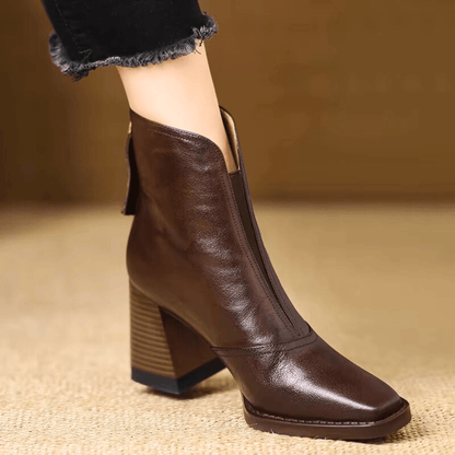 Botines de Piel con Tacón Medio